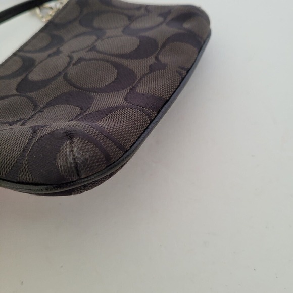 Coach Corner Wristlet Wallet Black Pouch Small Soft Logo Canvas 6x4 Signature - Picture 6 of 9
